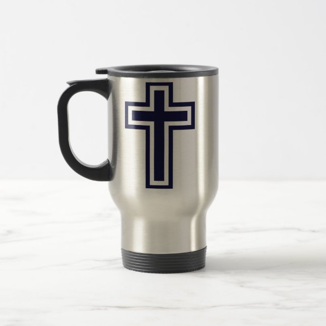 Caneca Térmica Cruz cristã azul variantes diferentes (Esquerda)