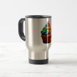 Caneca Térmica Cupa de bolo de arco-íris deslumbrante do Slippery