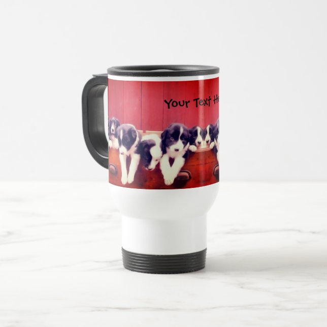 Caneca Térmica Cuppies De Collie De Borda Na Gaveta Personalizado (Frente Esquerda)