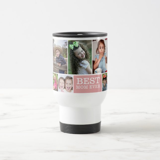 Caneca Térmica Custom Best Mom Ever Pink 10 Photo Collage  (Centro)