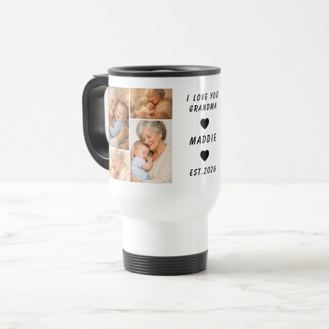 Caneca Térmica Custom Grandma Photo Collage | Grandparents Day (Frente Esquerda)