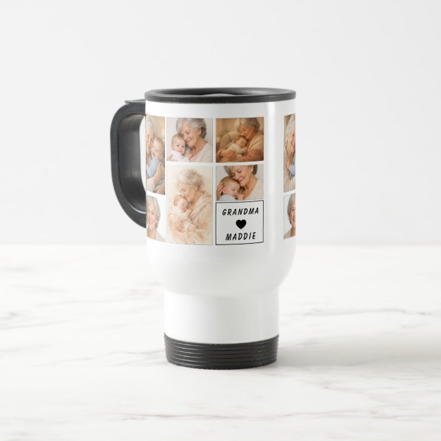 Caneca Térmica Custom Grandma Photo Collage | Grandparents Day (Frente Esquerda)