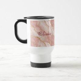 Caneca Térmica Custom Modern Rose Quartz Marble Gold Glitter