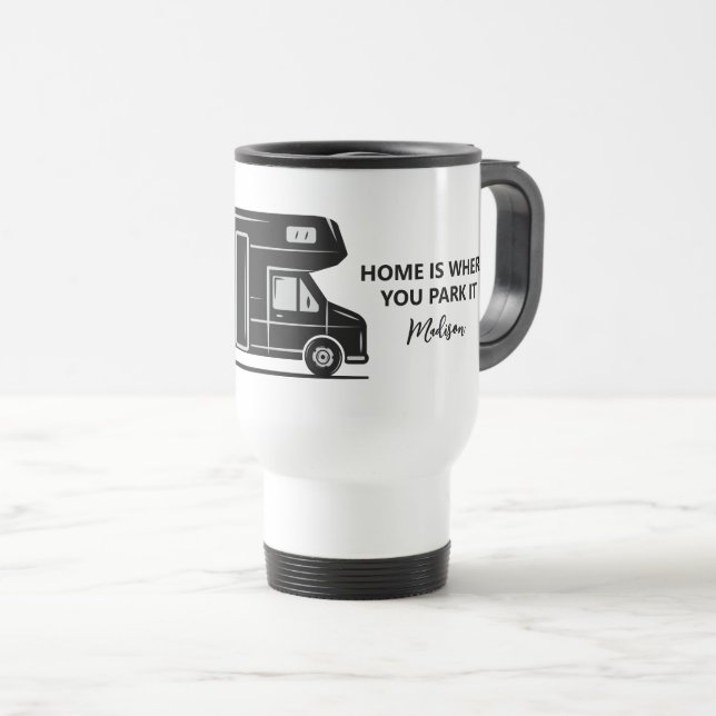 Caneca Térmica Custom Name & Text Camper Van (Frente Esquerda)