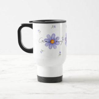 Caneca Térmica Custom Purple Daisy Name Floral Design