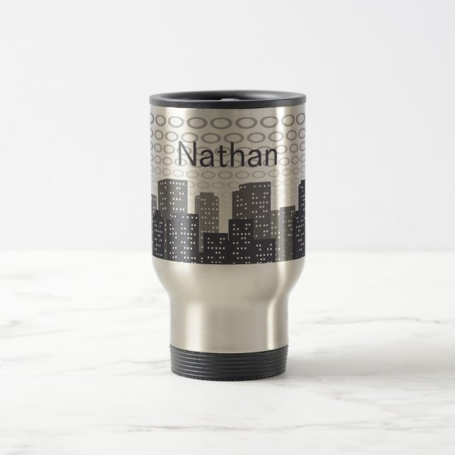 Caneca Térmica Custom Urban Cityscape Shades of Grey Personalised (Centro)