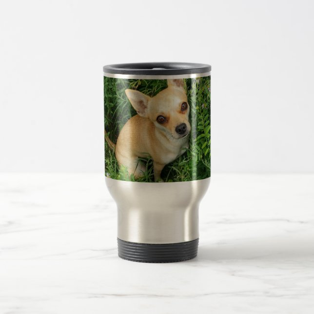 Caneca Térmica Cute Chihuahua em Grass Meadow (Centro)