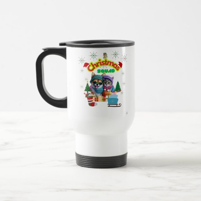 Caneca Térmica Cute dog and cat Christmas squad design  (Esquerda)