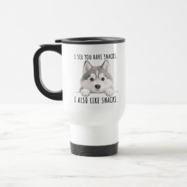 Caneca Térmica Cute Husky Dog Snacks Quote Funny Minimalist