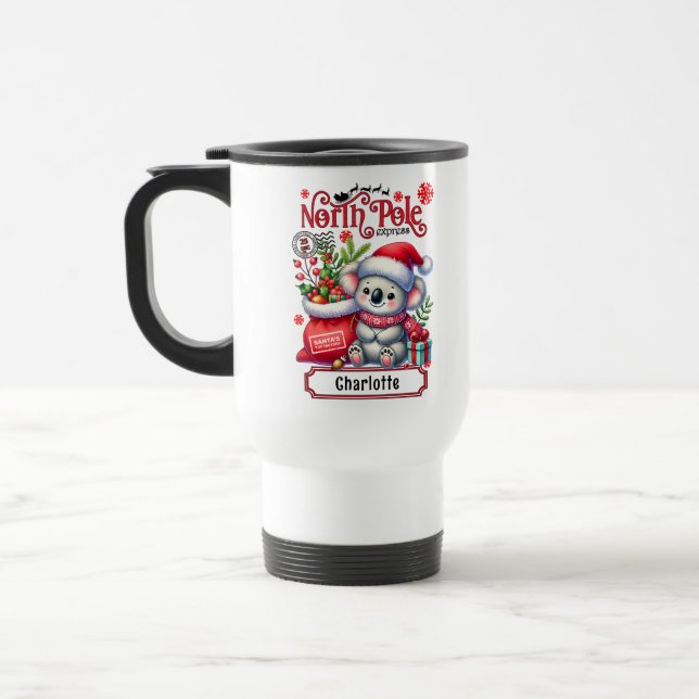 Caneca Térmica Cute Koala Chirstmas Nome Personalizado (Esquerda)