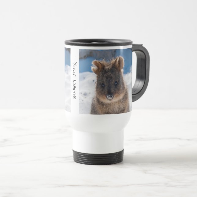 Caneca Térmica Cute Quokka personalizado na Praia da Austrália (Frente Esquerda)