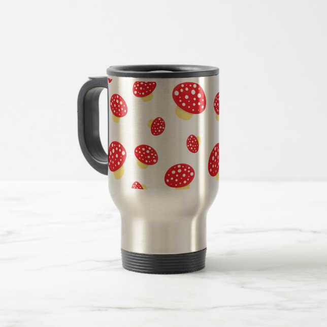 Caneca Térmica Cute Red Spotty Toadstool Mushrooms Pattern (Frente Esquerda)