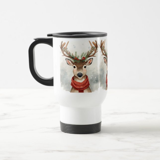 Caneca Térmica Cute Reindeer Christmas Travel Mug For Cozy Winter (Esquerda)