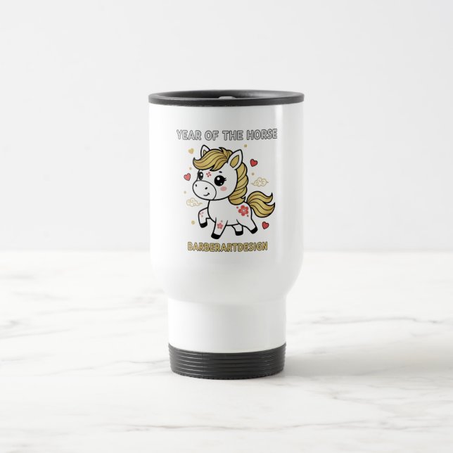 Caneca Térmica Cute Year of the Horse 2026 Floral Hearts Travel M (Centro)
