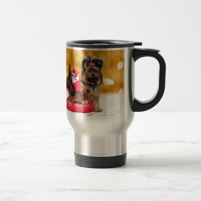 Caneca Térmica Cute Yorkshire Terrier Felry Natal (Direita)