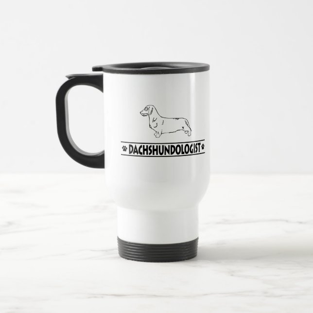 Caneca Térmica Dachshund Humorístico de Pelo Duro (Esquerda)