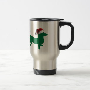 Caneca Térmica Dachshund Verde de Natal