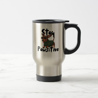 Caneca Térmica Dachshund with glasses Mug, Stay Pawsitive
