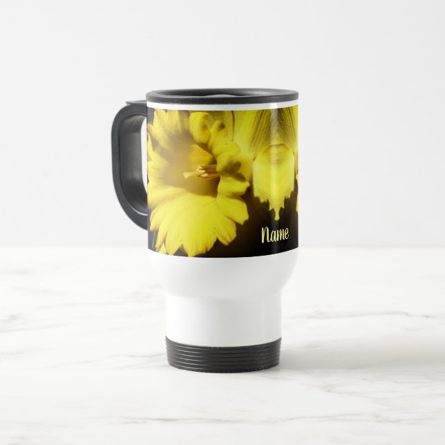 Caneca Térmica Daffodil Flor Para Cima Próximo Personalizado (Frente Esquerda)