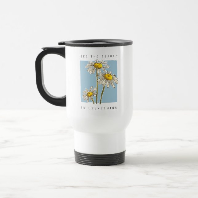 Caneca Térmica Daisy Flowers Beauty Slogan (Esquerda)