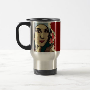 Caneca Térmica Dama dos anos 20 com chapéu azul Borgonha