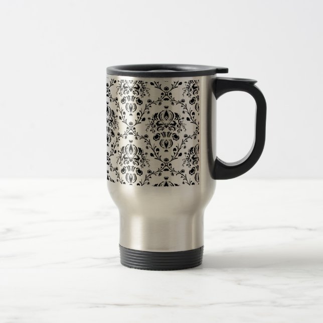 Caneca Térmica Damasco branco e preto (Direita)