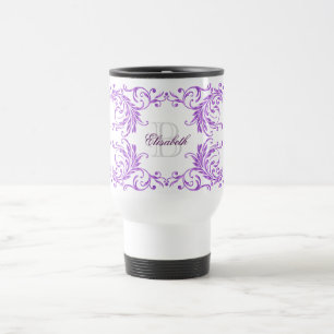 Caneca Térmica Damasco da violeta do monograma