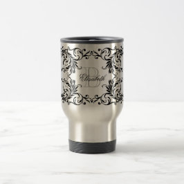Caneca Térmica Damasco preto do monograma