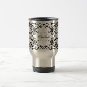 Caneca Térmica Damasco preto do monograma