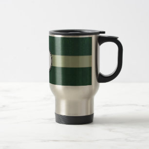Caneca Térmica Damasco Verde Teal com Stripes e Monograma
