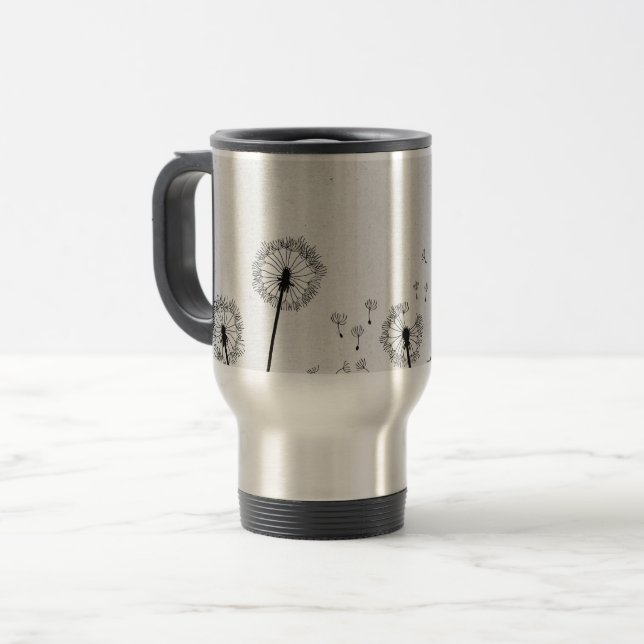 Caneca Térmica Dandelions Flowers Pappus Spores Grey (Frente Esquerda)