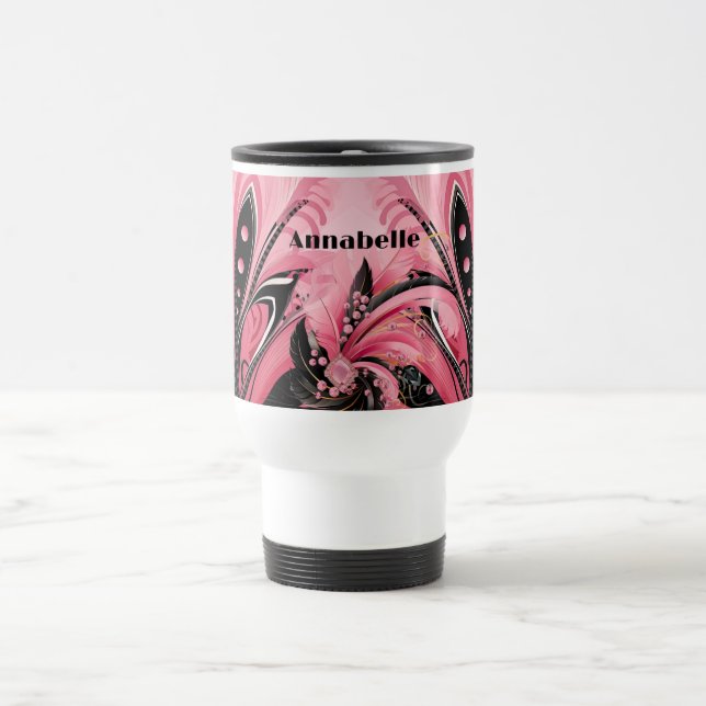 Caneca Térmica Deco de Arte Rosa e Negra (Centro)