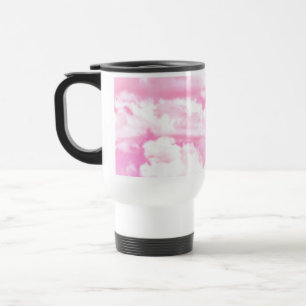 Caneca Térmica Decoração de Nuvens Felizes, Rosa, Fresca