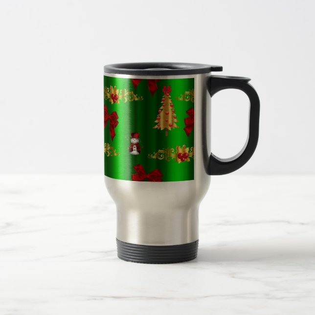 Caneca Térmica Decorações de Natal Em Verde (Direita)