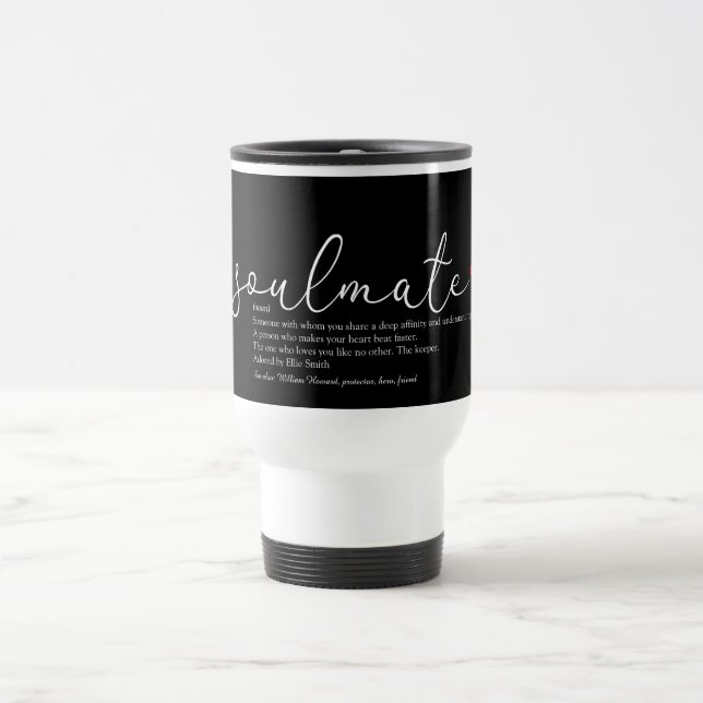 Caneca Térmica Definição de Alma Gêmea Chic Script Coração de Amo (Centro)