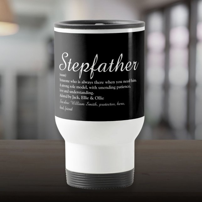 Caneca Térmica Definição de Padrasto Letra Moderna (Stepfather Stepdad Definition Modern Script Travel Mug)