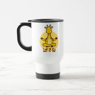 Caneca Térmica Deixe-o ir girafa Kawaii praticando yoga amarelo