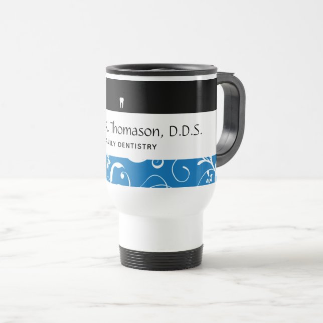 Caneca Térmica Dental Office Funcionarios Pro Damask (Frente Esquerda)