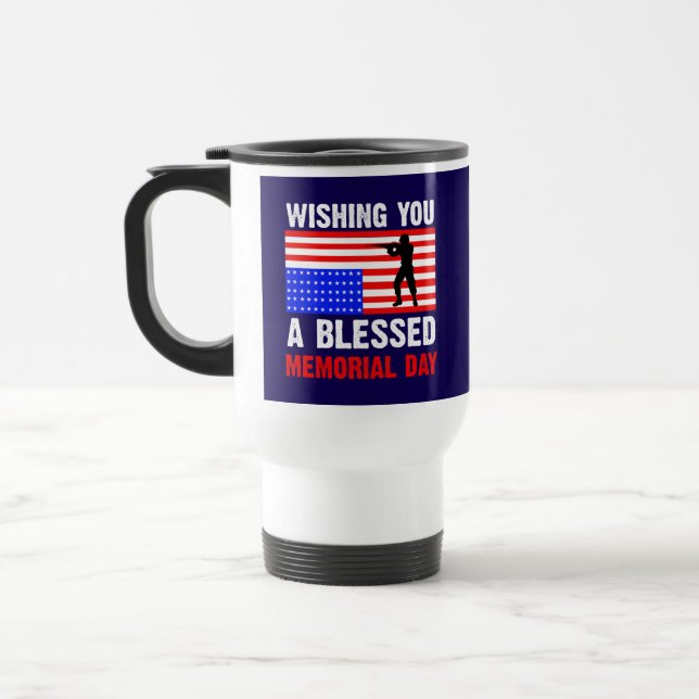 Caneca Térmica Desejando um Memorial Day Abençoado (Esquerda)