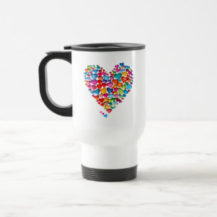 Caneca Térmica Desenho de aquarela em forma de coração do Dia dos