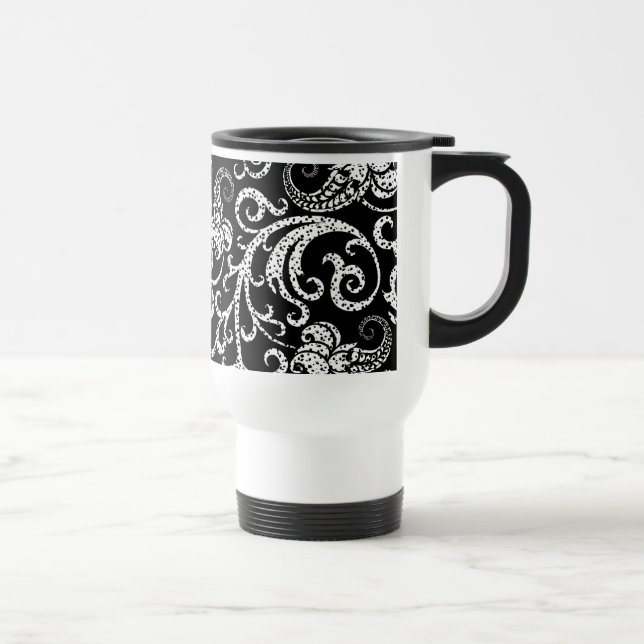Caneca Térmica Desenho de flores dálmata preto fofo (Direita)