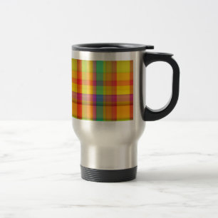 Caneca Térmica Desenho de Grade de Arco-Íris Abstrato