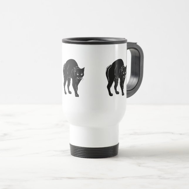 Caneca Térmica Desenho de Silhueta Preta de Vento Halloween (Frente Esquerda)