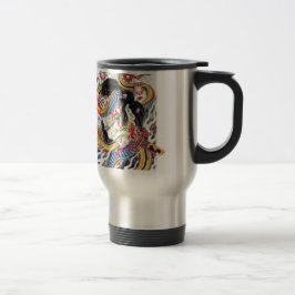 Caneca Térmica Desenho de Tatuagem Grotesca e de Cobra