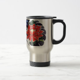 Caneca Térmica desenho de tatuagem japonesa de flor de peônia