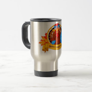 Caneca Térmica Desenho divertido de Ação de Graças em estilo de d