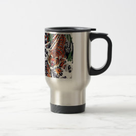 Caneca Térmica Desenho Japonês de Tigre e Bordo
