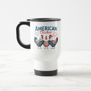Caneca Térmica Desenho Patriótico Americano de Frango do Dia 4 de