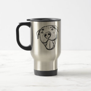 Caneca Térmica desenho pitbull simples amantes de cães preto bran