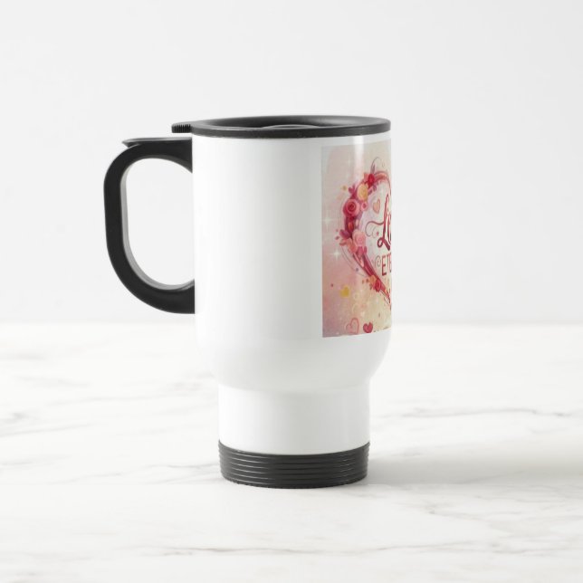 Caneca Térmica Desenho Romântico de Coração para o Dia dos Namora (Esquerda)